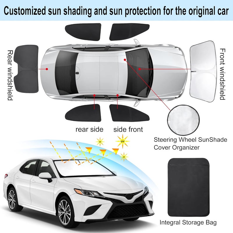 TINGLU Window Shades for Toyota Camry 2018-2024 Accessories Car Side Full Windows Rear Triangular Windshield Sun Shade Sun UV Rays & Privacy Protection for Camping,Napping,and Relaxing 6PCS - Image 3